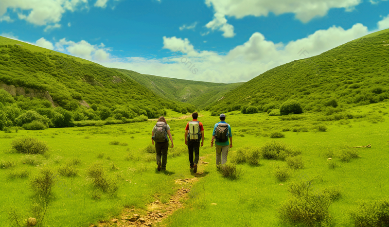 草原背景成群结队徒步旅行户外风景实拍摄影图,高清,摄影图,摄影图片,图片大全,摄影图免费下载